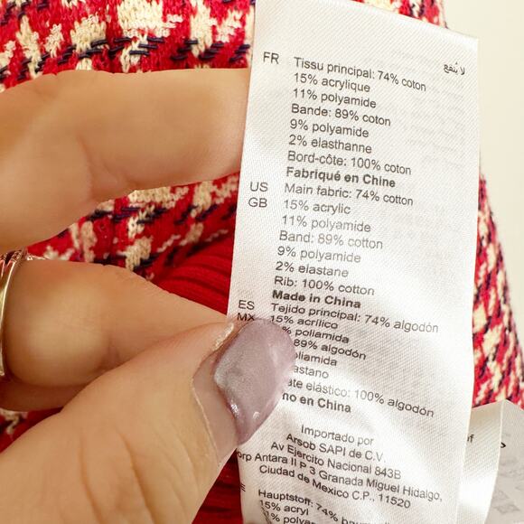 Sandro Womens Brandy Tweed Cardigan Button Front Cropped Red White Size 1 Small - Picture 10 of 10